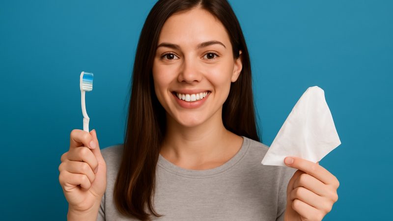 young women holding tools needed to avoid pitfalls of healthy hygiene